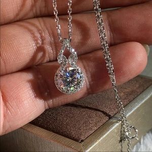 Silver plated Full Paved CZ Round  Shape necklace